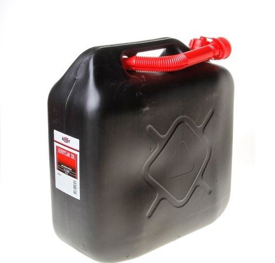 jerrycan benzine 20L zw incl dop+tuit