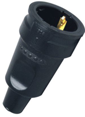 stekker 230V 10A 2p contra rubber zwart