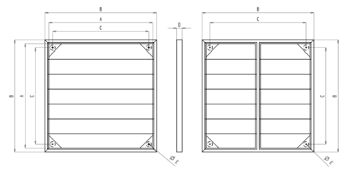 pvc lamellenrooster VK250  255x255mm